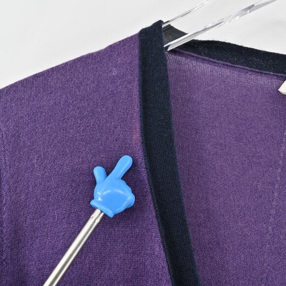 NINA RICCI Sweater Womens Size M Cashmere Blend Purple VNeck‎ Knit Cardigan - Picture 14 of 14